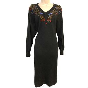 Vintage 80s Darian Jeweled Sweater Dress